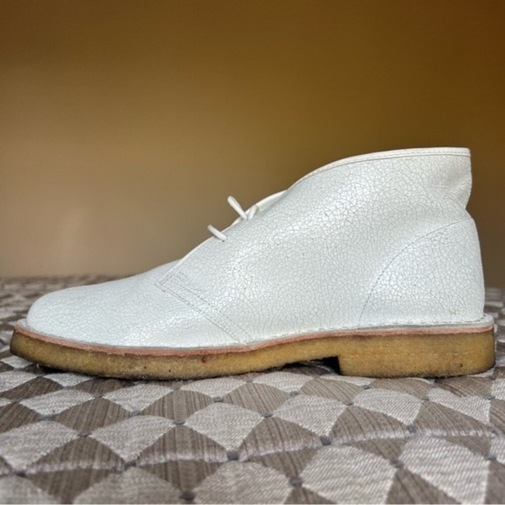 Tory Burch Bergen White Crackle Leather Ankle Boots Booties Women 10 Academia‎